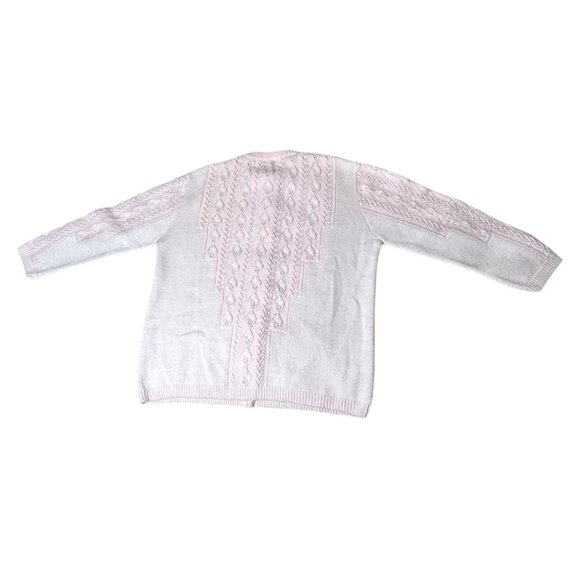Vintage Sweater Bee By Banff Pink Cardigan Sweater Cable Knit Button Closure PIC - Picture 6 of 7